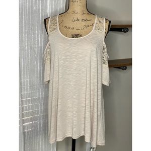 LLove Oatmeal Cold Shoulder Top Size Large